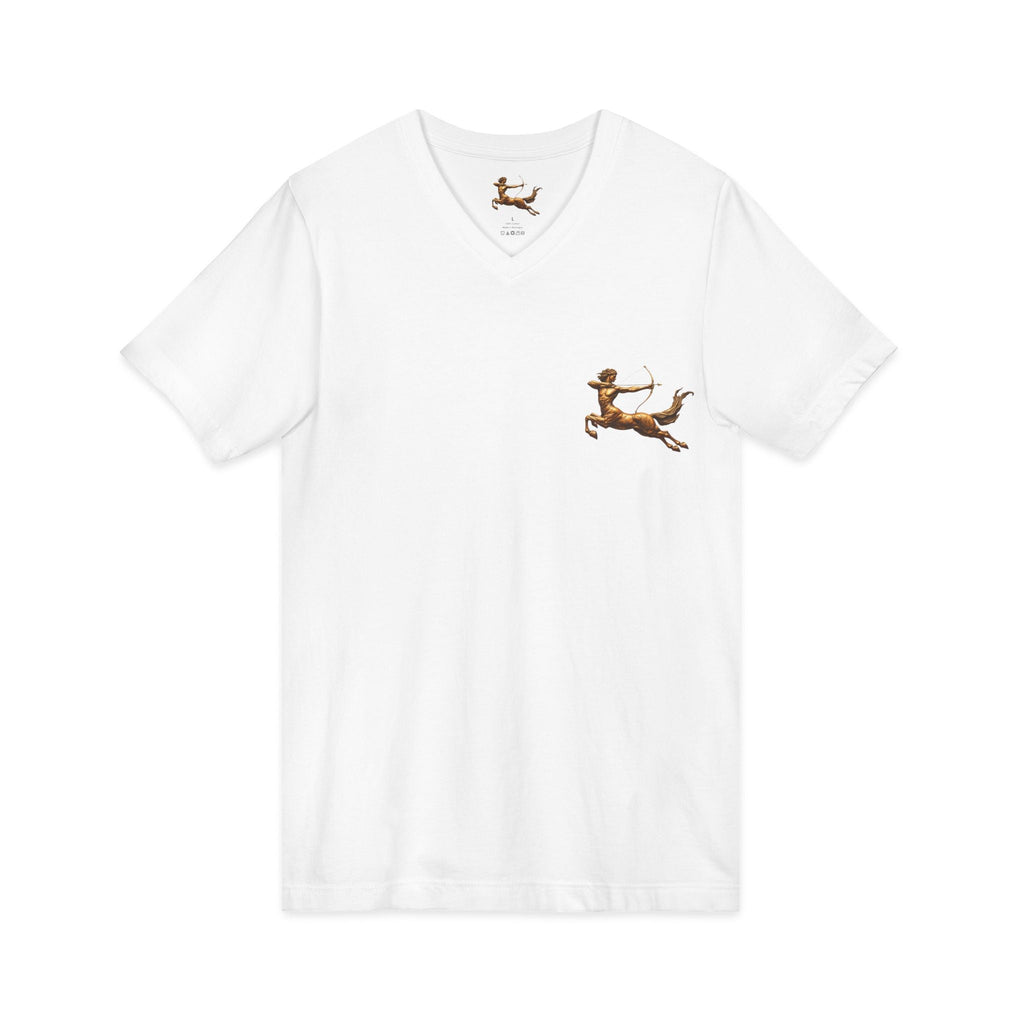 V-neck T-shirt with archer centaur graphic