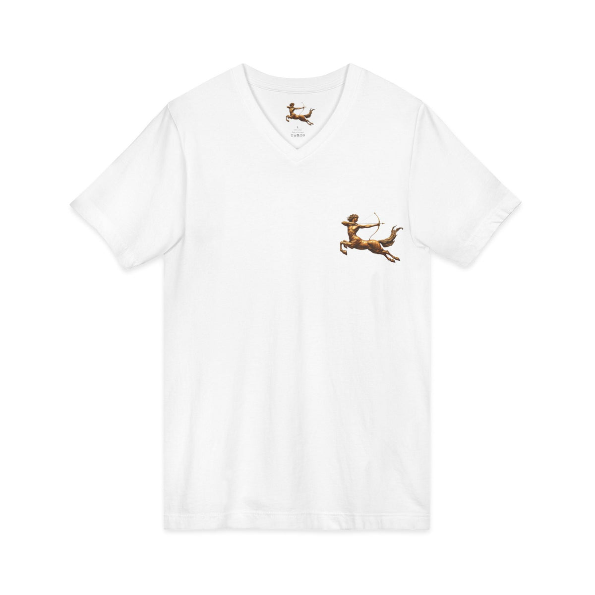 V-neck T-shirt with archer centaur graphic