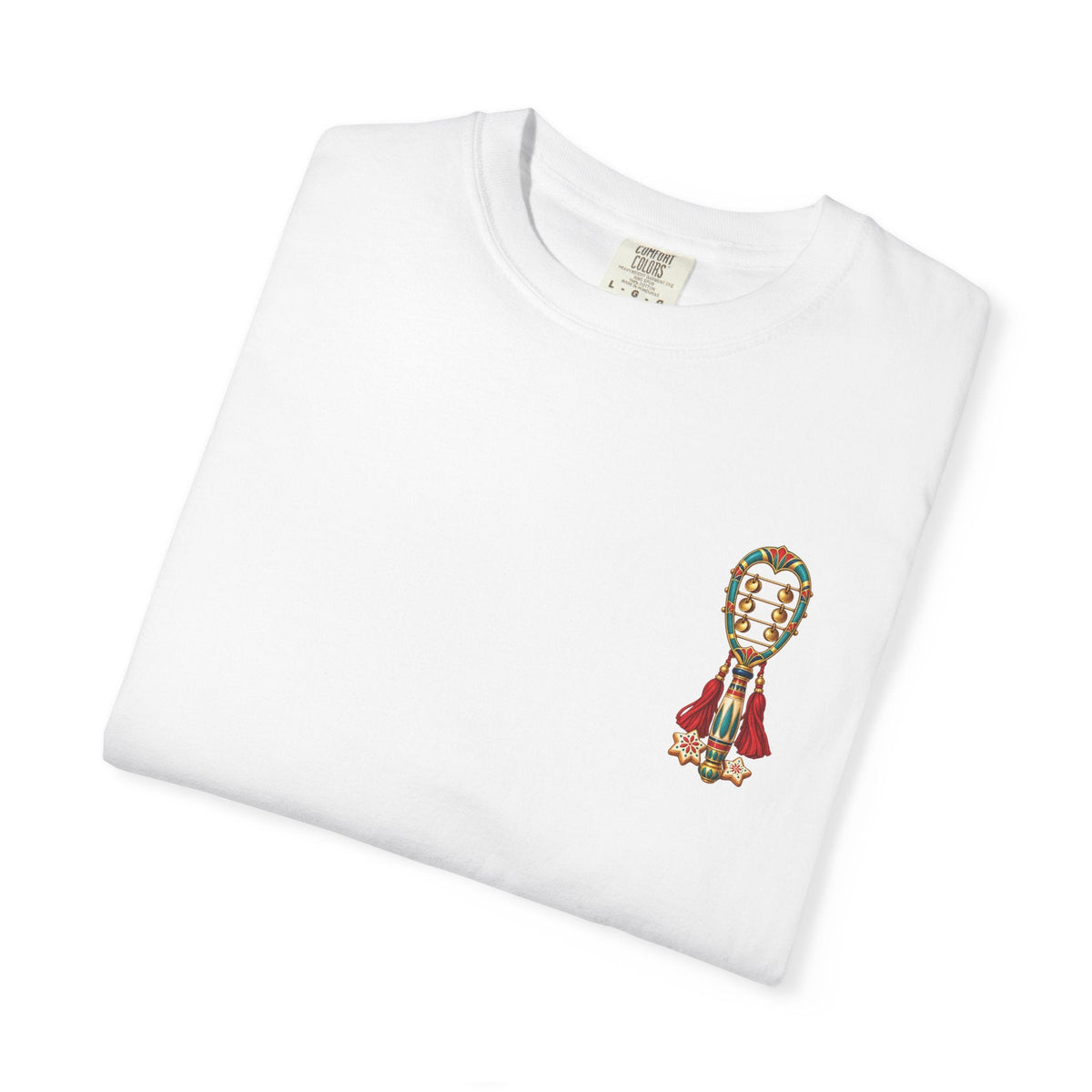 Egyptian Sistrum Christmas T-Shirt — Festive Rattle & Stars Printify