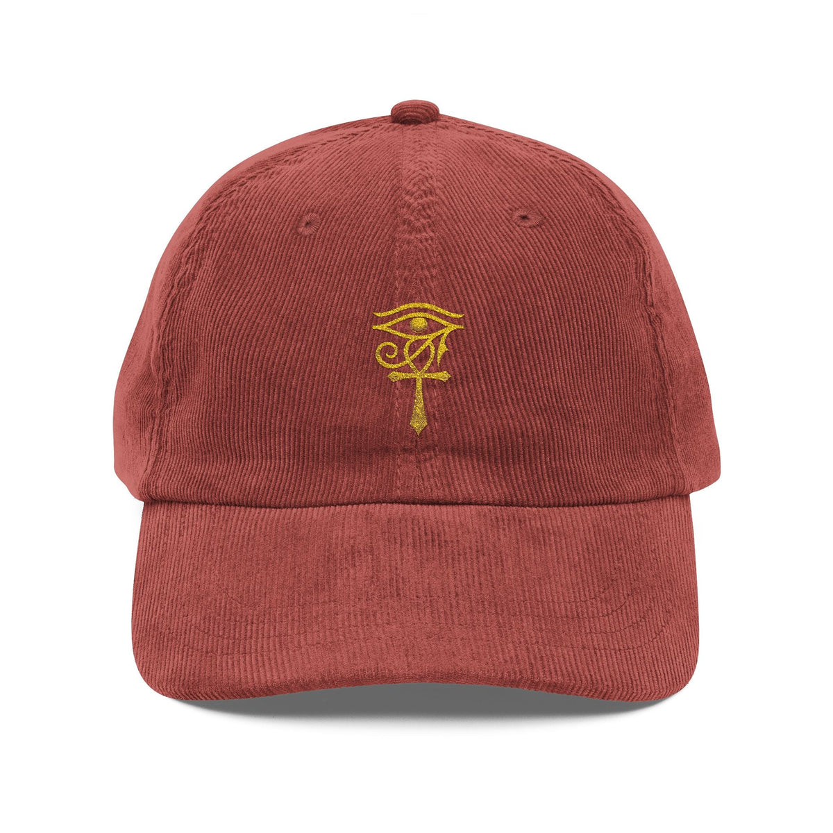Low-profile embroidered cotton corduroy cap
