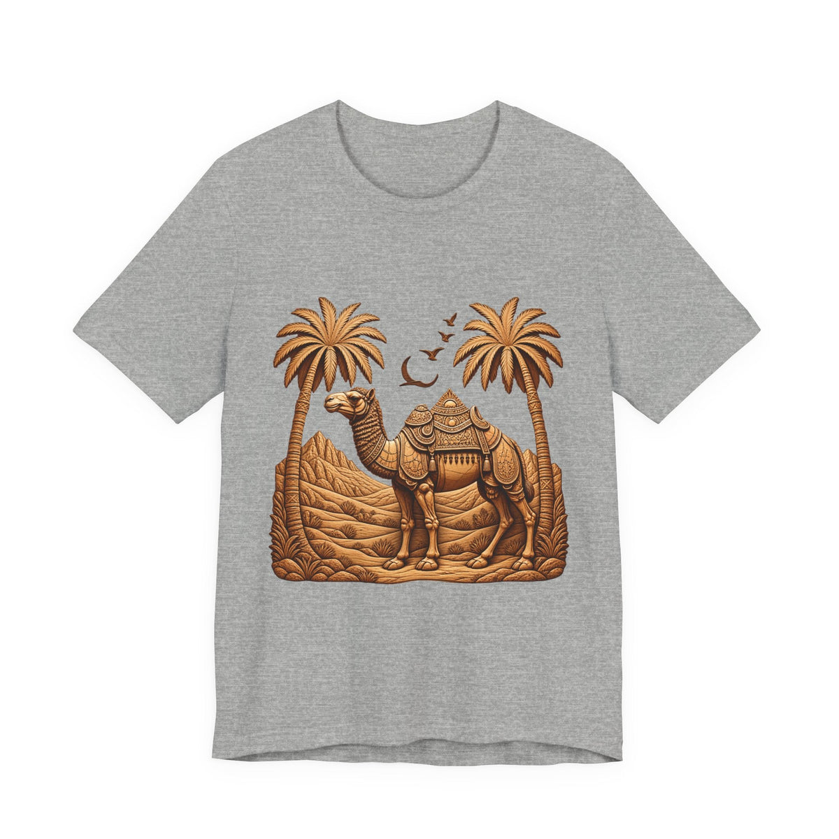Camel Oasis T-Shirt — Egyptian Desert Palm Graphic Tee Printify
