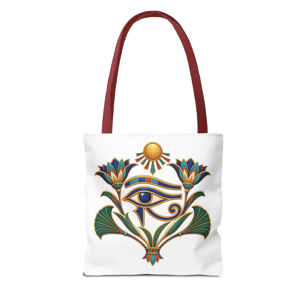 Eye of Horus and lotus Egyptian heritage all-over print tote bag