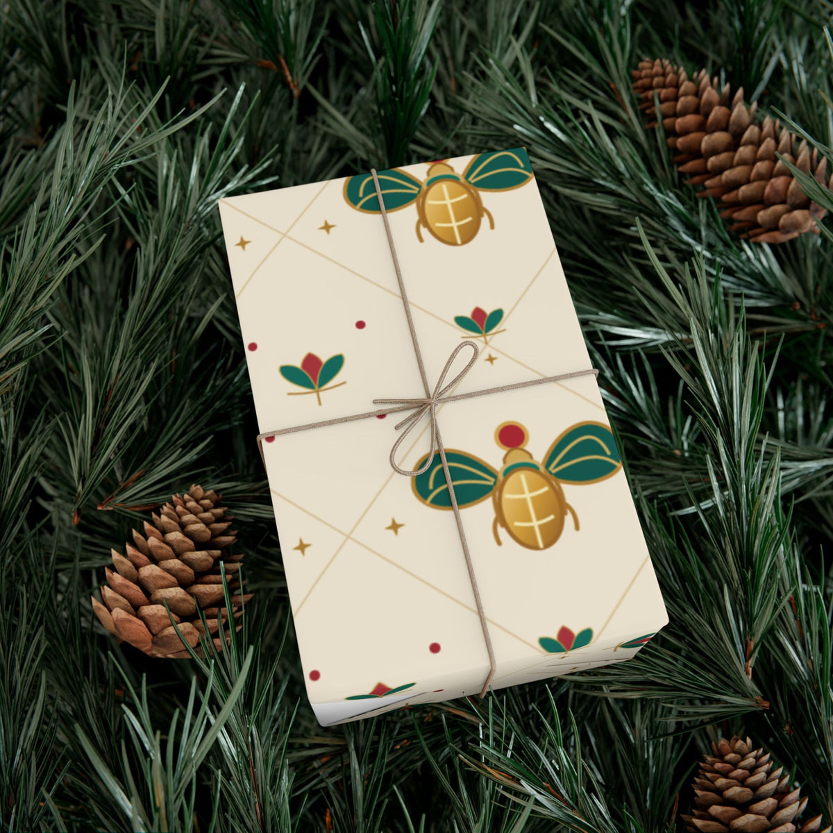 Egyptian Scarab Christmas Wrapping Paper | Egyptian Heritage Gift Wrap Printify
