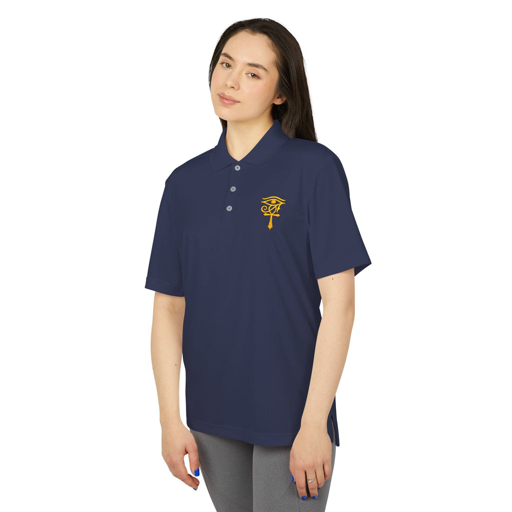 Eye of Horus Polo Shirt — Egyptian Symbol Embroidered Performance Golf Polo Printify