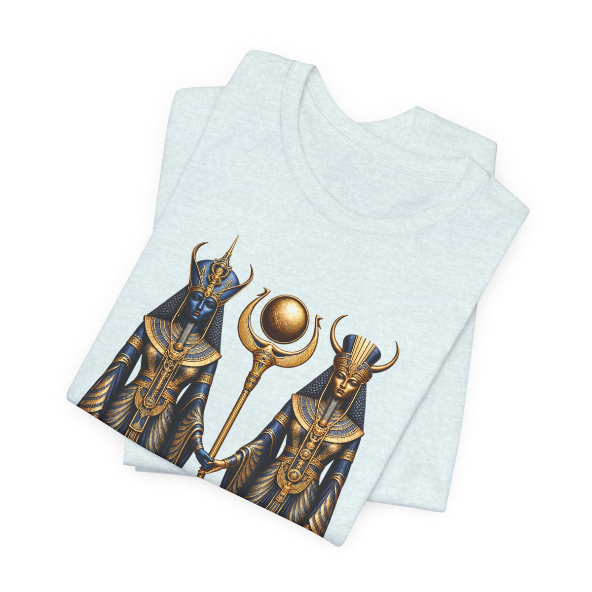 Egyptian Goddess Duo T-Shirt — Ankh & Sun Staff Graphic Tee Printify