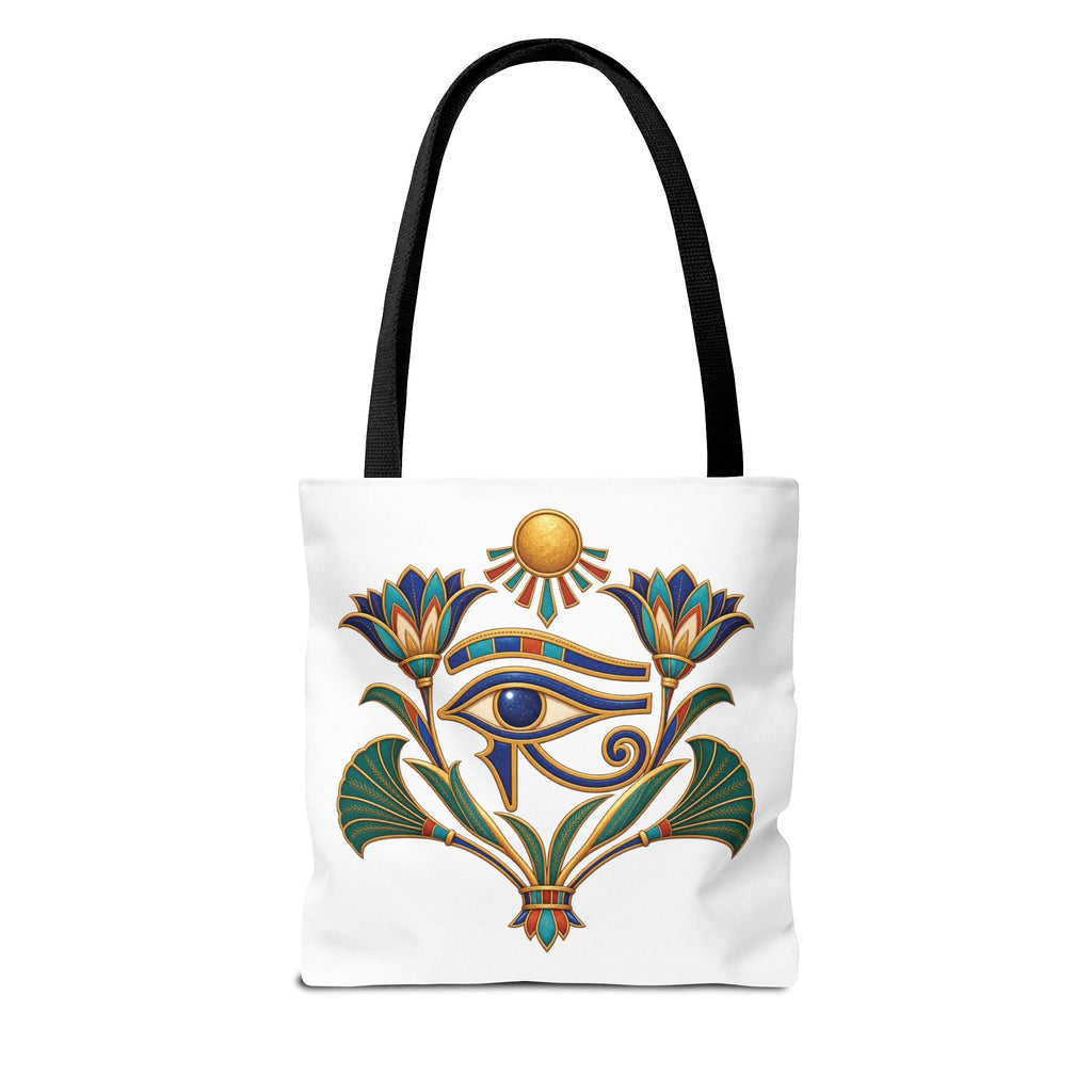 Eye of Horus and lotus Egyptian heritage all-over print tote bag