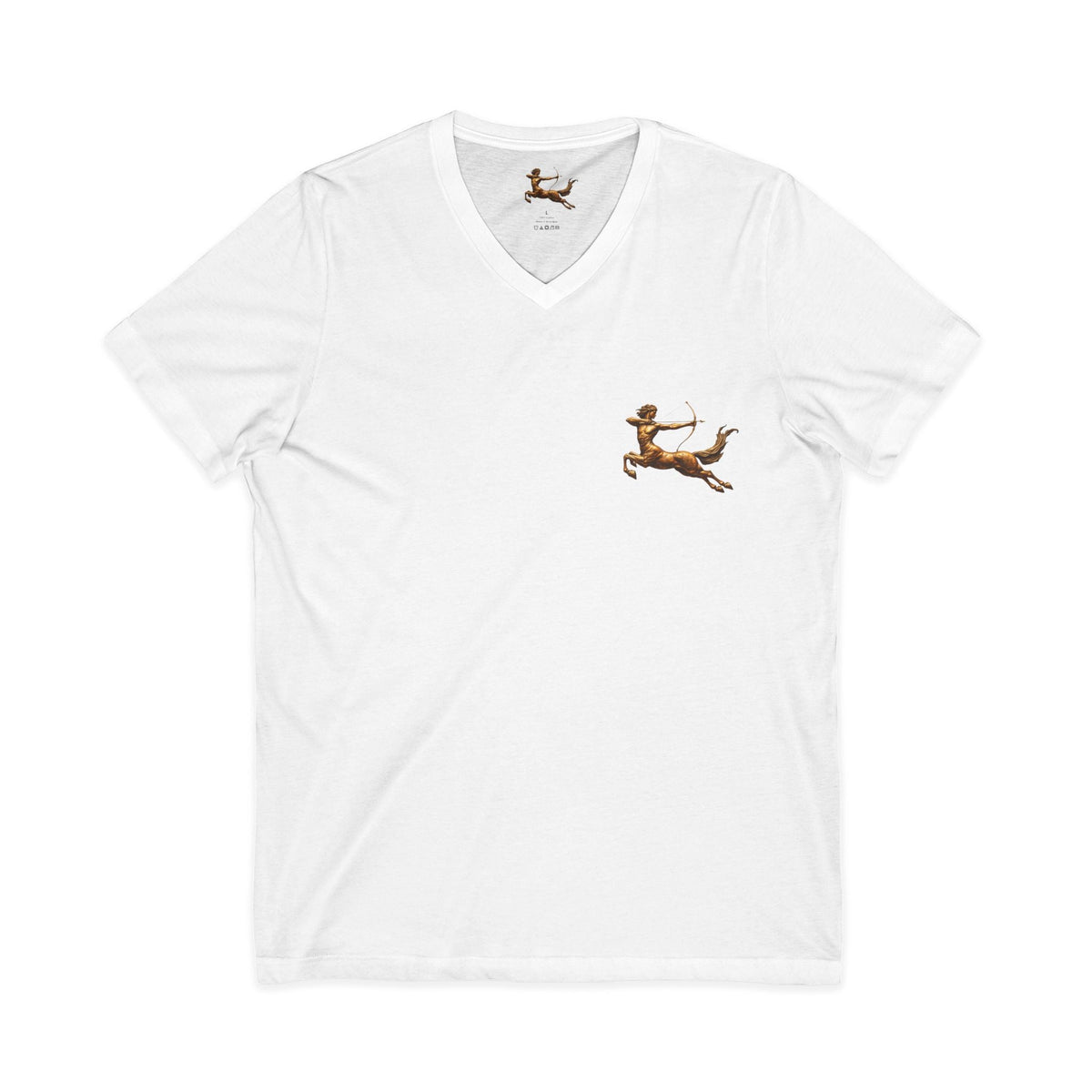 V-neck T-shirt with archer centaur graphic