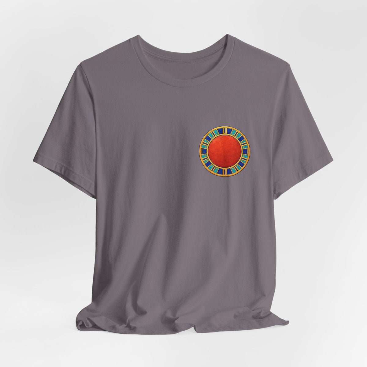 Unisex T-shirt with red Egyptian sun disk chest graphic