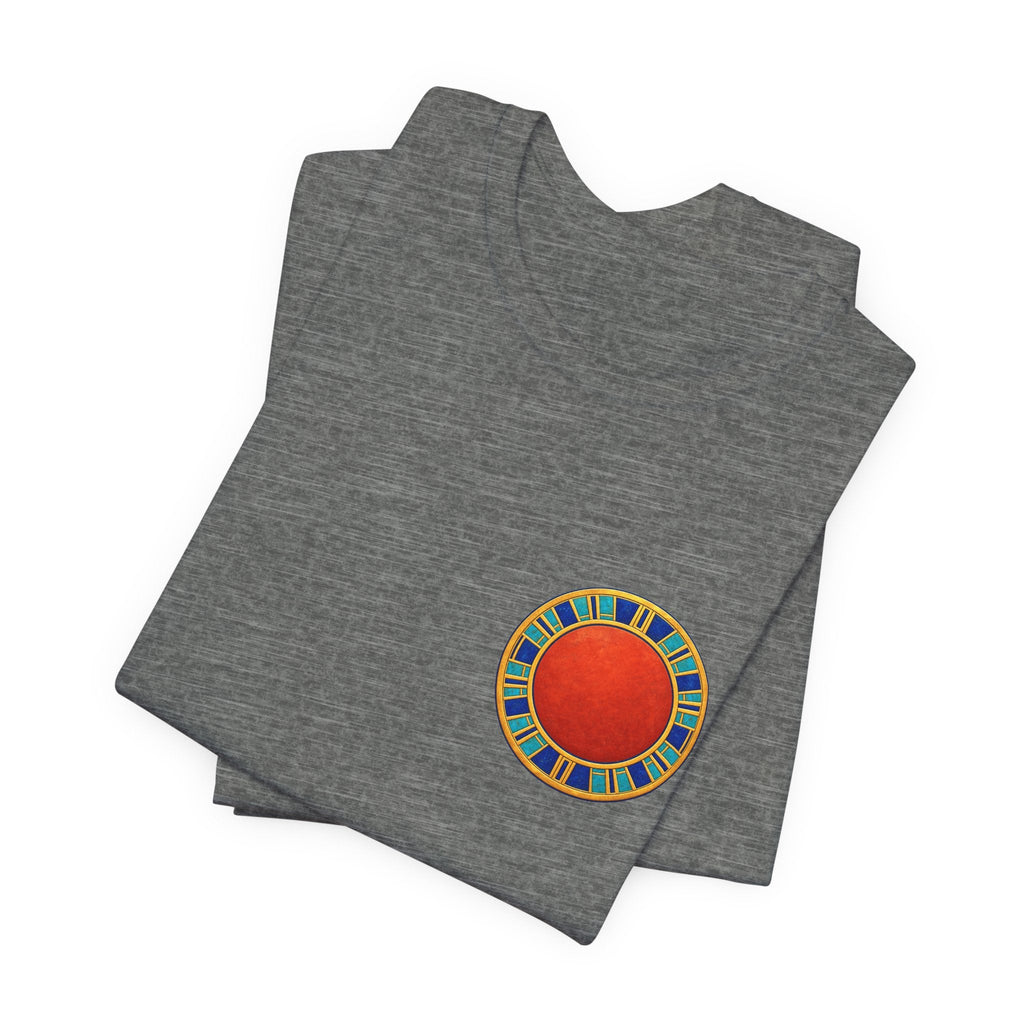 Unisex T-shirt with red Egyptian sun disk chest graphic