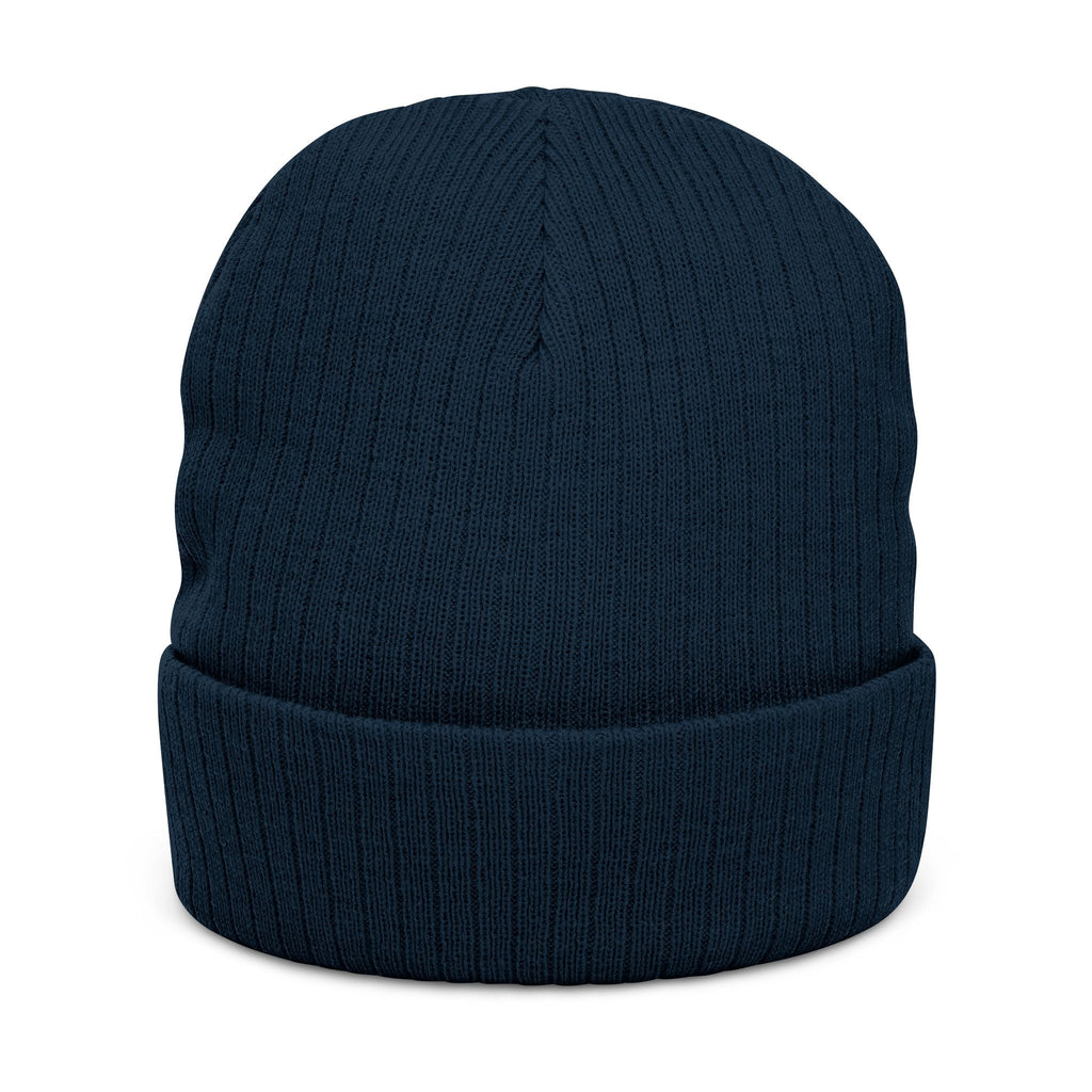 Ribbed knit beanie with embroidered eagle