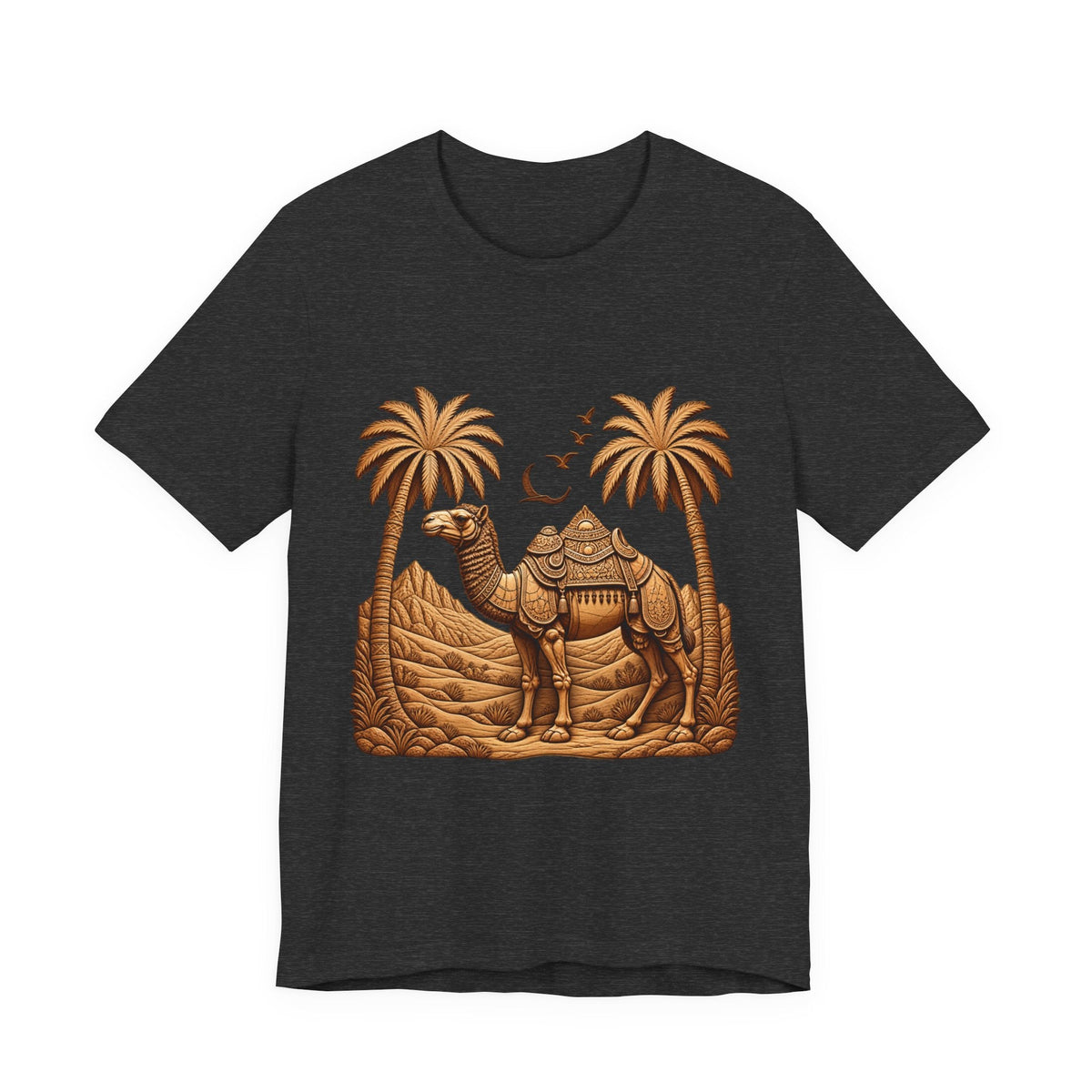 Camel Oasis T-Shirt — Egyptian Desert Palm Graphic Tee Printify