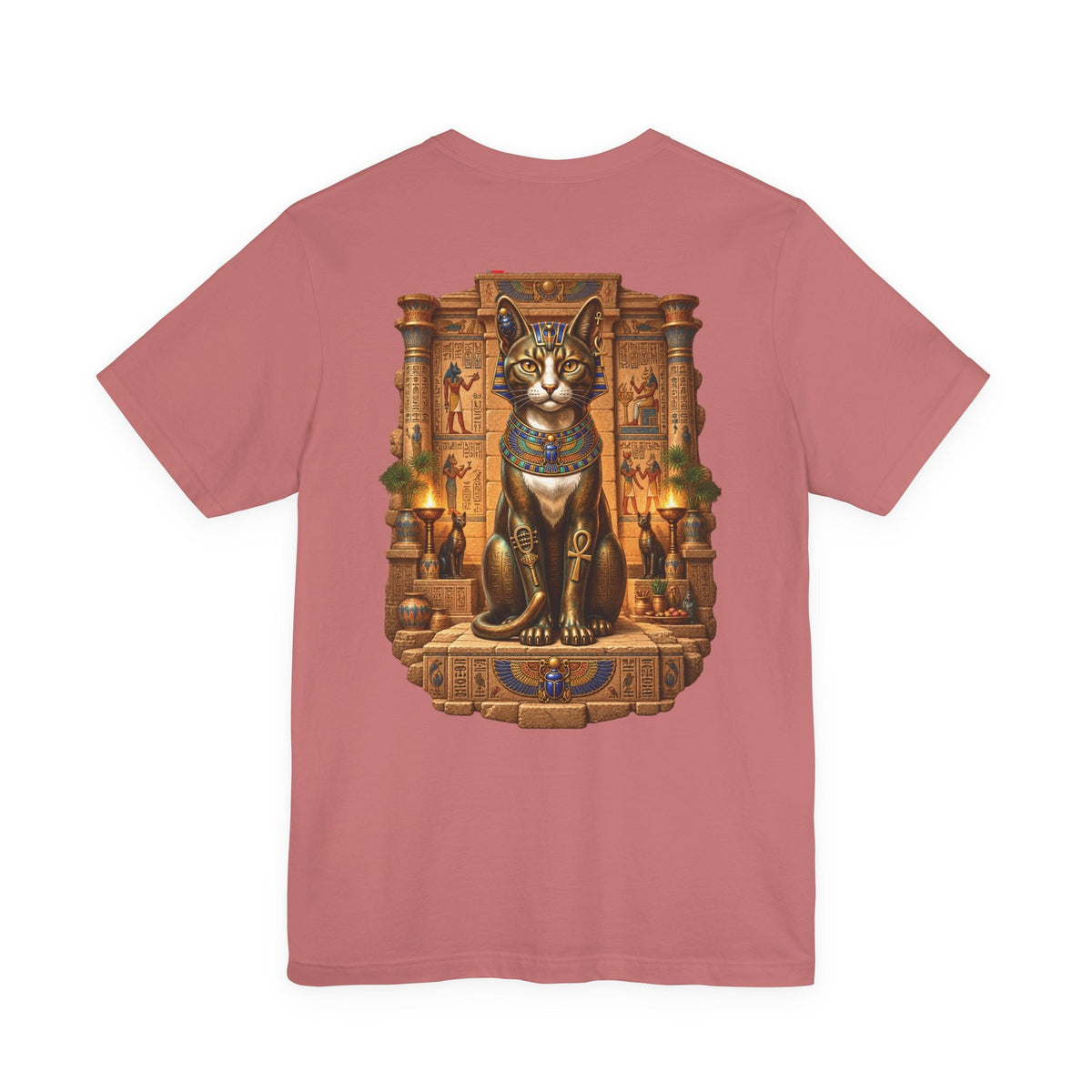 Egyptian Cat Graphic Tee — Ancient Egyptian Temple Pharaonic Cat T-Shirt Printify
