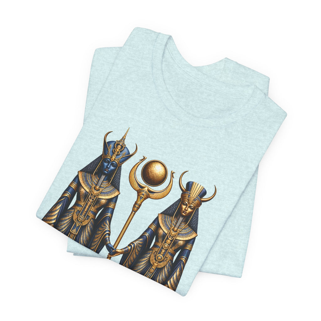 Egyptian Goddess Duo T-Shirt — Ankh & Sun Staff Graphic Tee Printify