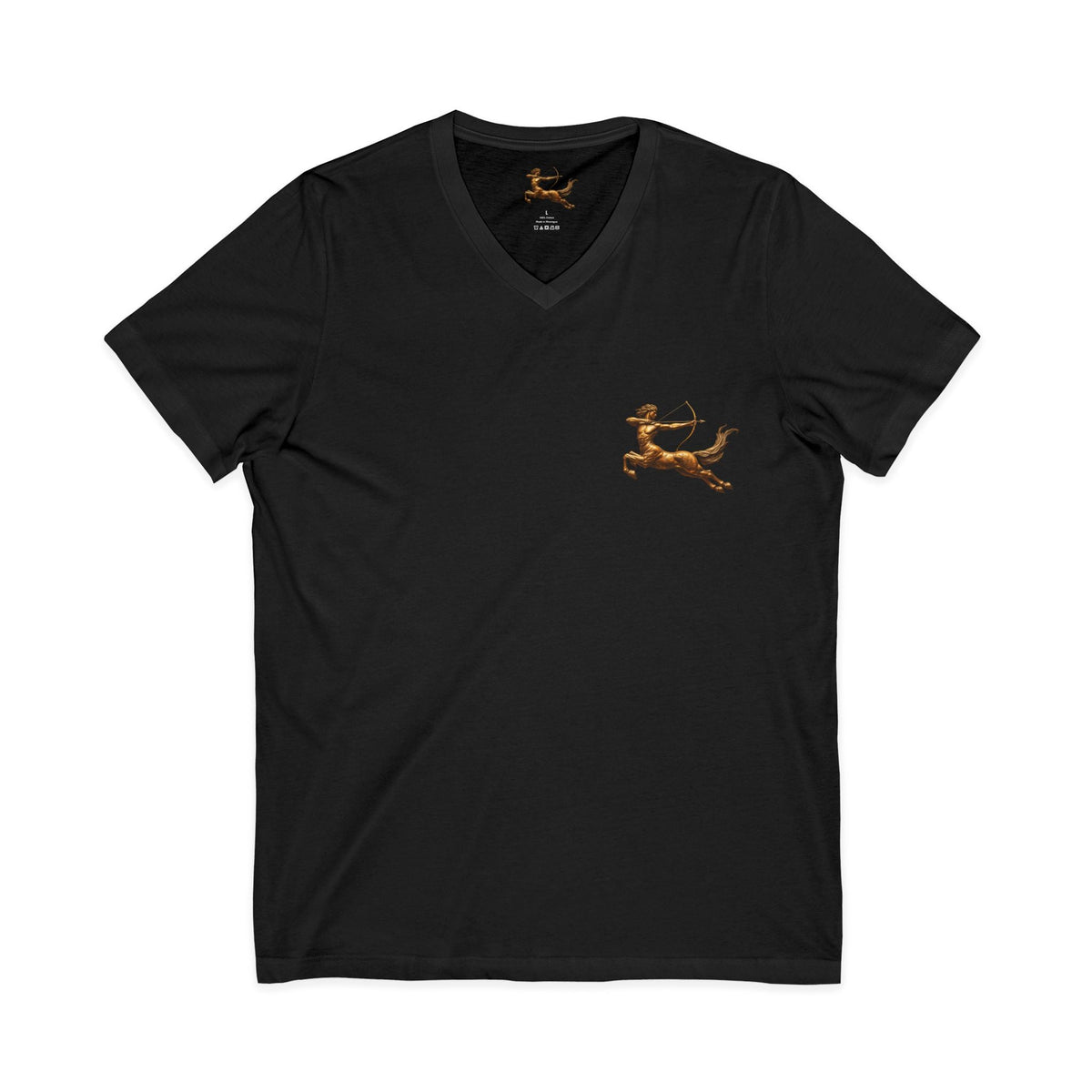 V-neck T-shirt with archer centaur graphic