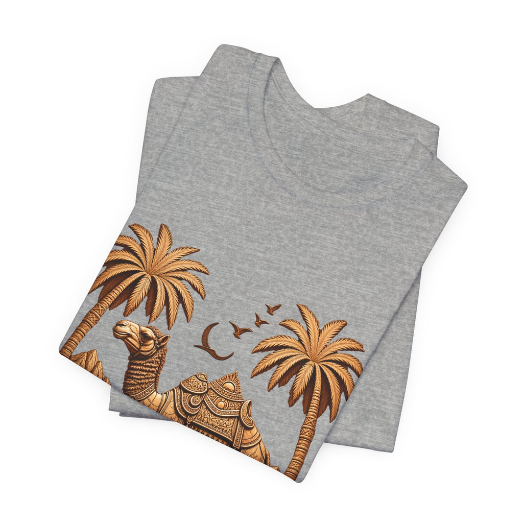 Camel Oasis T-Shirt — Egyptian Desert Palm Graphic Tee Printify