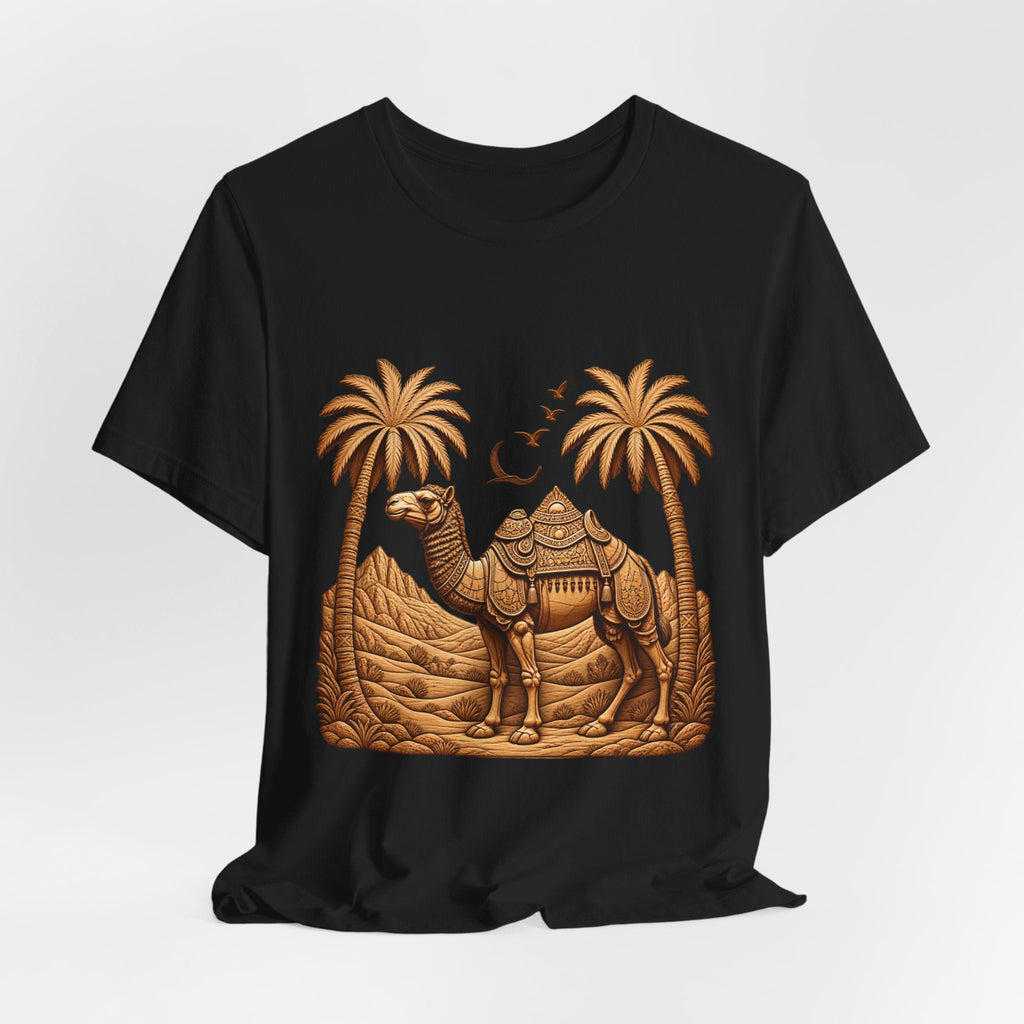 Camel Oasis T-Shirt — Egyptian Desert Palm Graphic Tee Printify