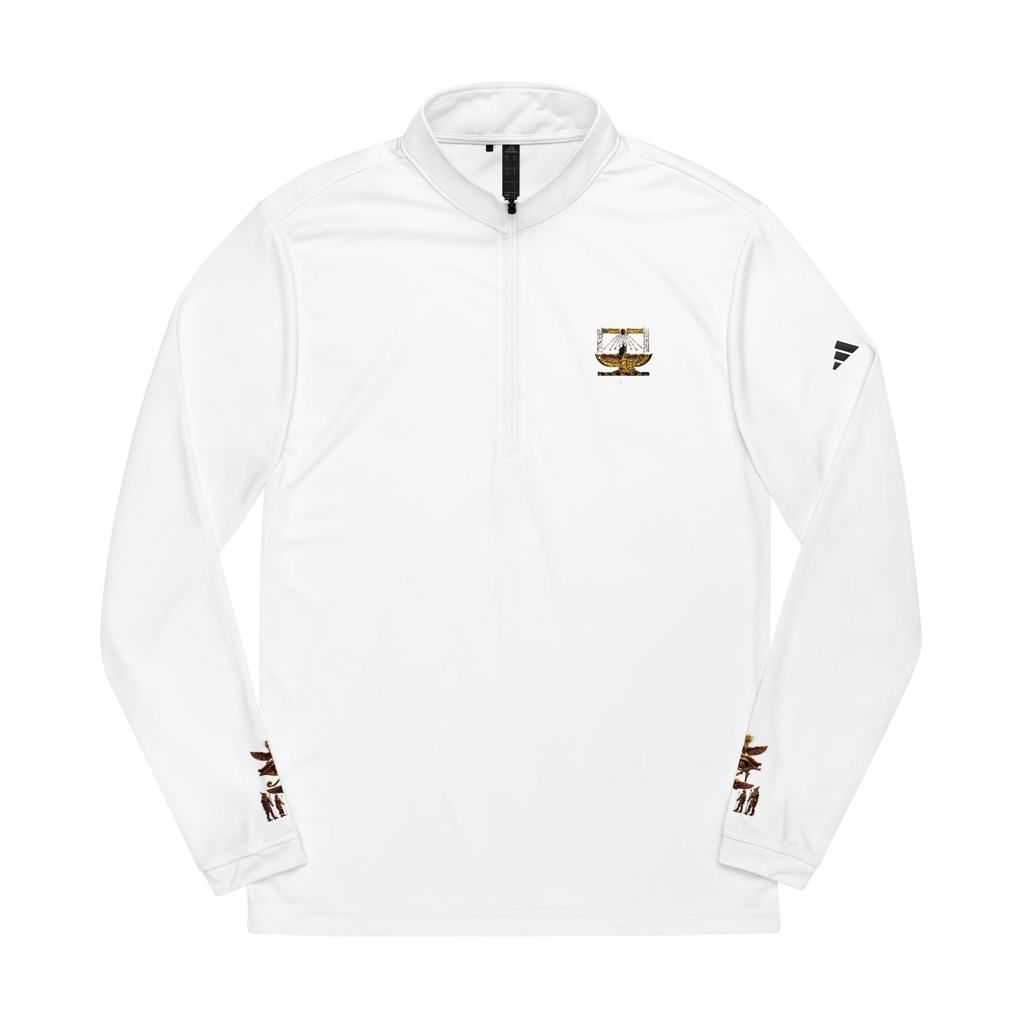 Egyptian Heritage adidas® lightweight quarter-zip pullover in recycled polyester with contrast logo on sleeve