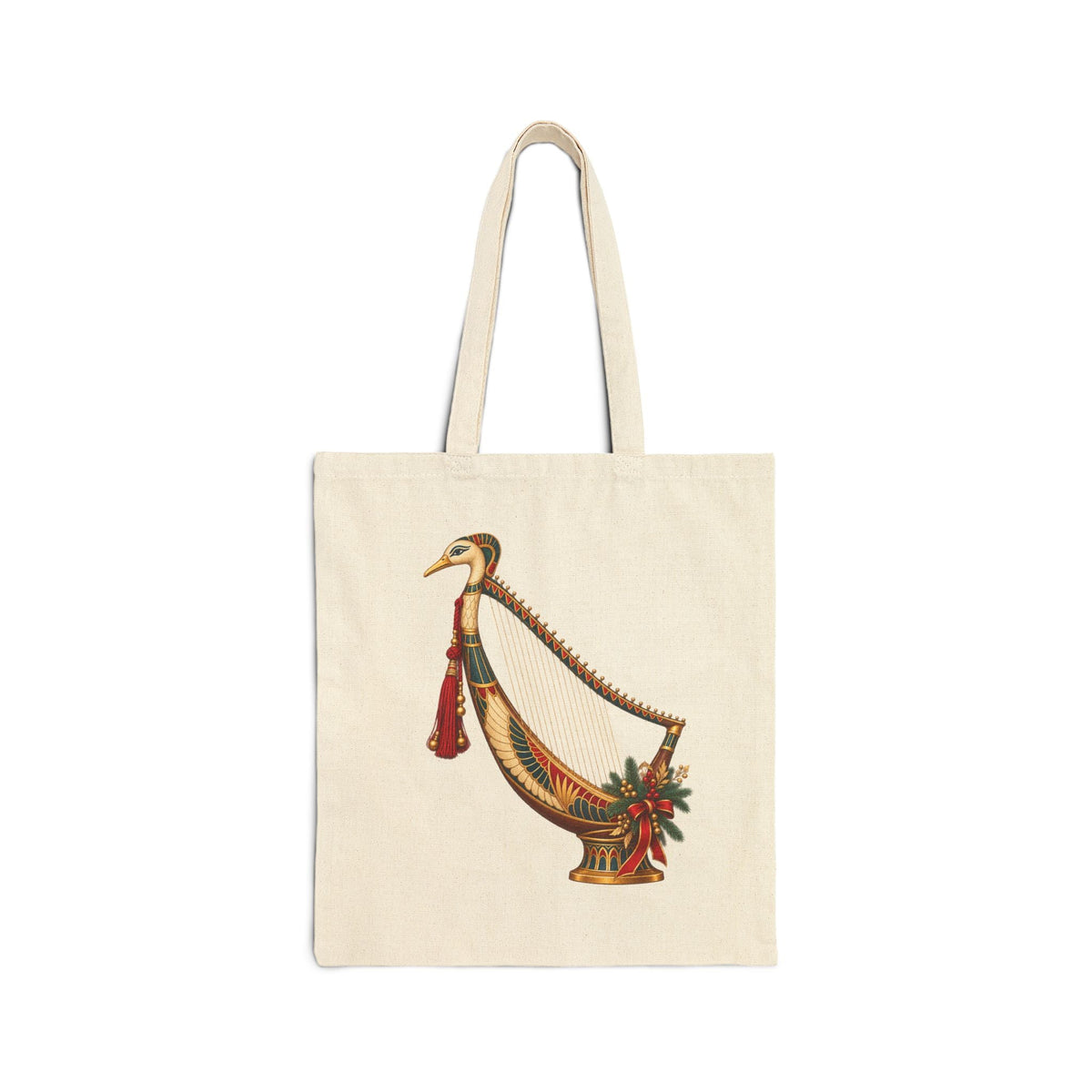 Egyptian Harp Christmas Canvas Tote — Festive Music Gift Printify