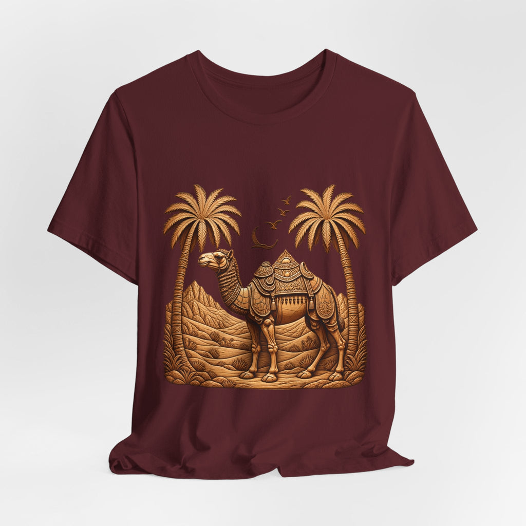 Camel Oasis T-Shirt — Egyptian Desert Palm Graphic Tee Printify