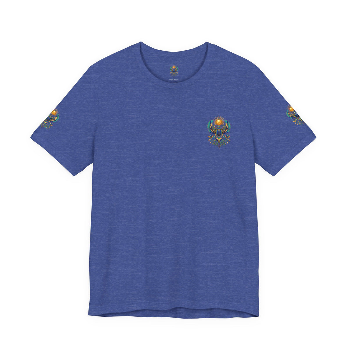 Scarabs & Sun Egyptian Scarab T-Shirt — Golden Sunback Graphic Tee Printify