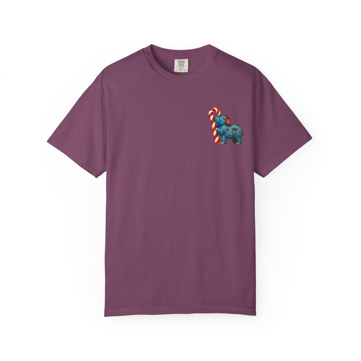 Blue Egyptian Hippo Christmas T-Shirt — Candy Cane Holiday Printify