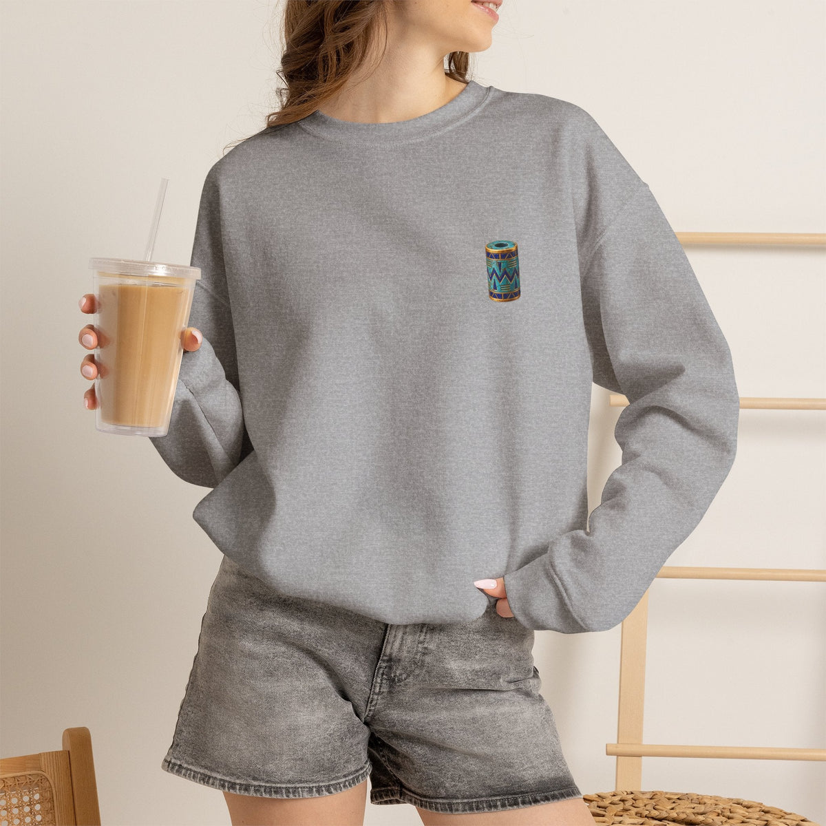 Mark of Heritage — Egyptian Cylinder Seal Crewneck Sweatshirt Printify