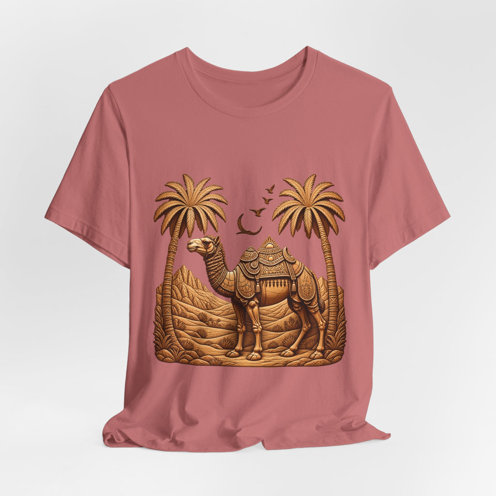 Camel Oasis T-Shirt — Egyptian Desert Palm Graphic Tee Printify