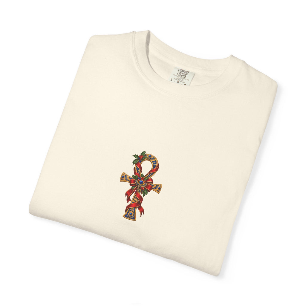 Egyptian Ankh Christmas Ribbon T-Shirt Printify