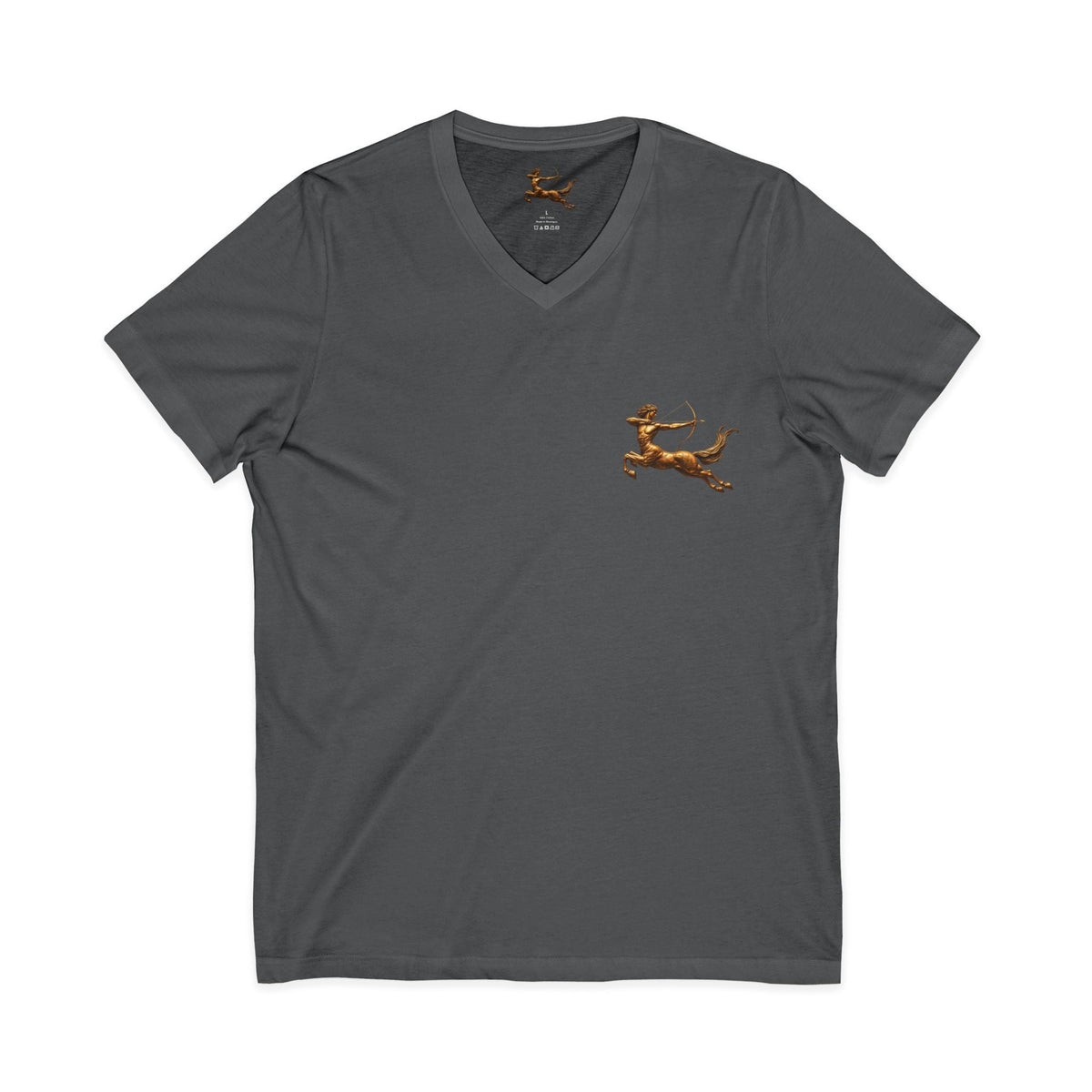 V-neck T-shirt with archer centaur graphic