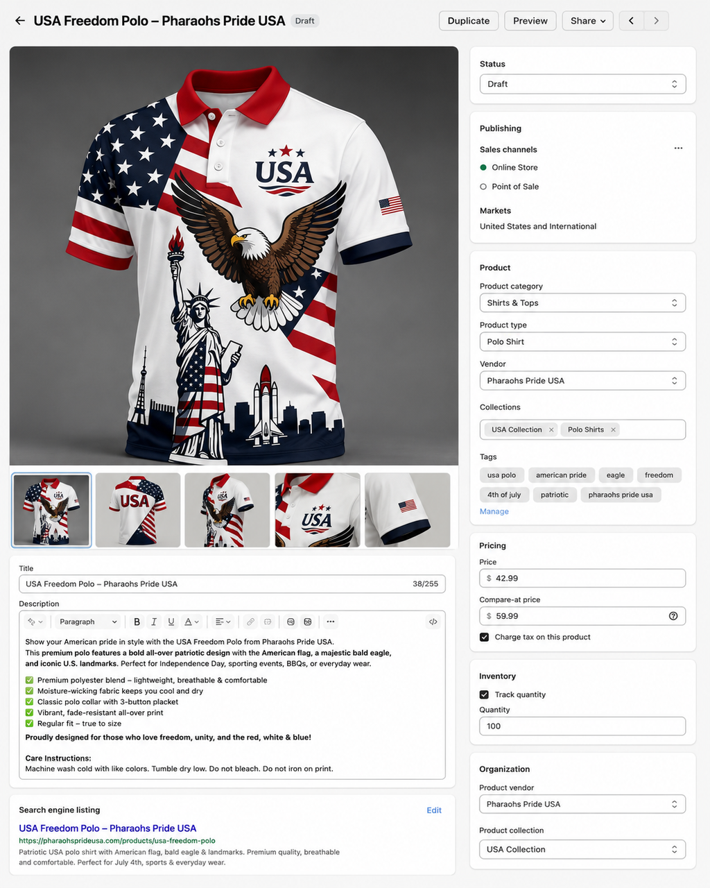 Pharaohs Pride USA Performance Sport Polo Shirt product image 52