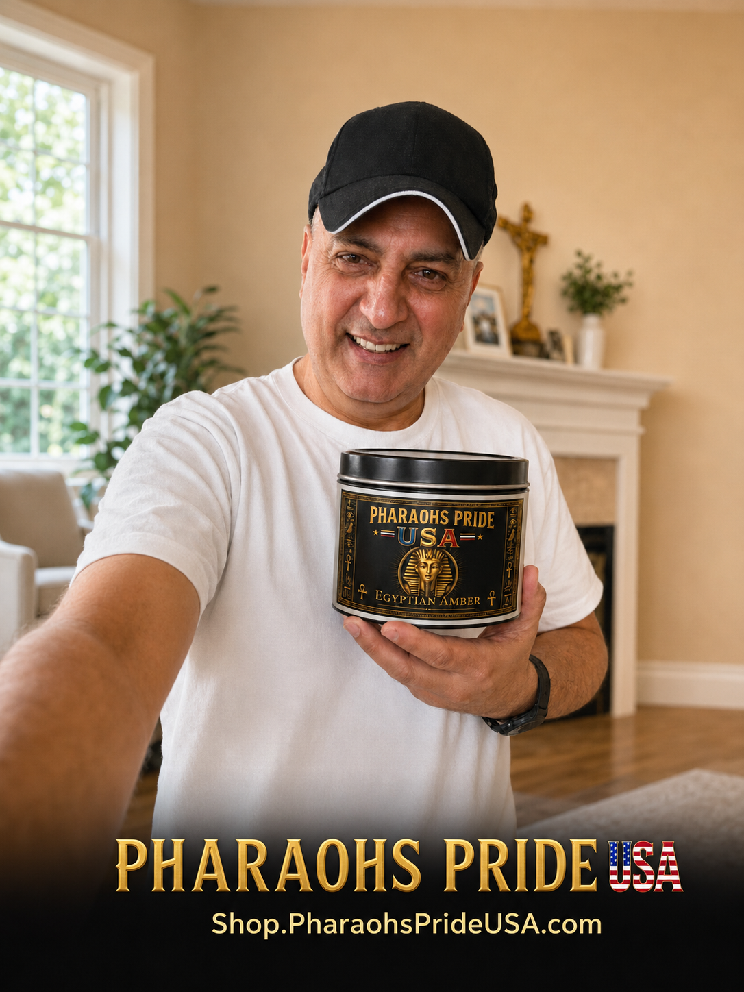 Pharaohs Pride USA Scented Tin Candle lifestyle hero mockup